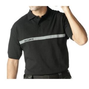 Polo noir SECURITE bande grise