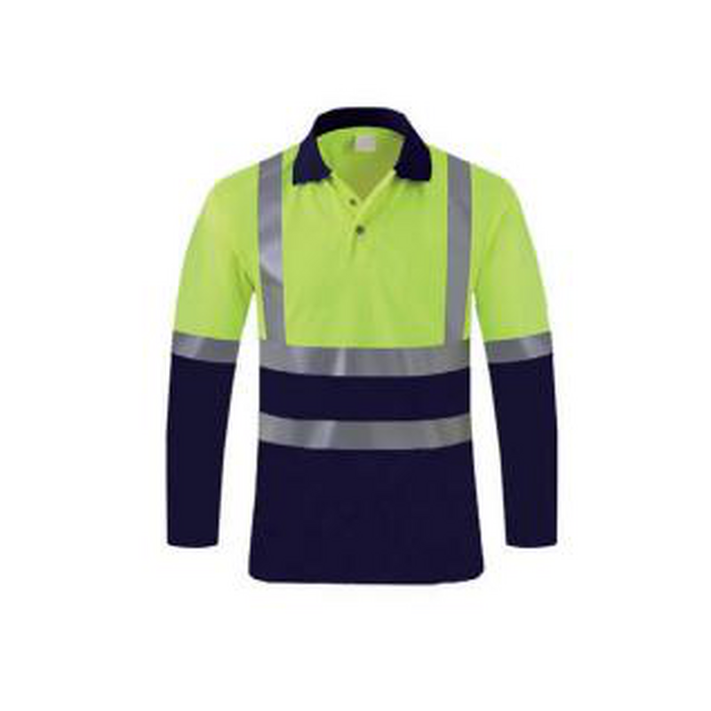 Polo HV Manches Longues Vert/Bleu