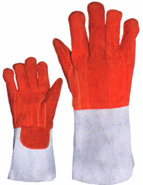 Gants soudage rouges en cuir