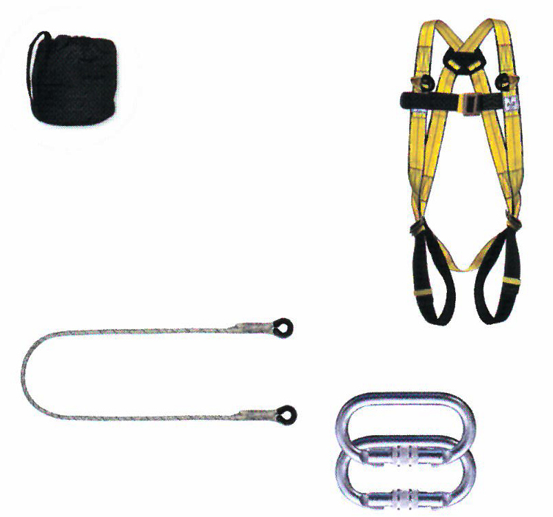 Kit antichute sac noir + harnais jaune